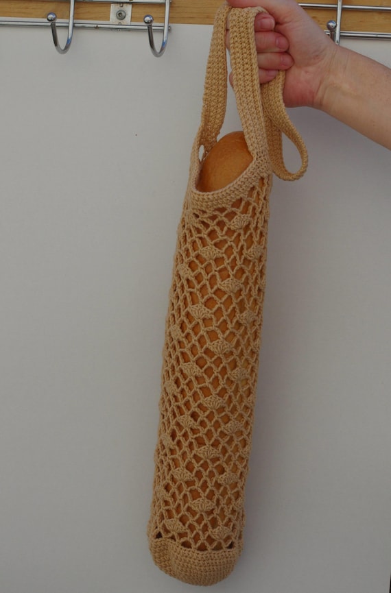 Crochet Baguette Bag with Hanging Loop | Reusable Net Bread Holder for Baguette | Eco Kitchen Storage | Made in Ukraine