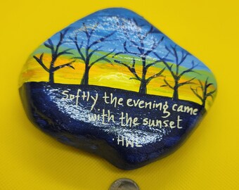 Memorial Garden, Henry Wadsorth Longfellow, Sympathy gift, sunset rock, memorial stone, paperweight, Inspirational quotes, decorative stone