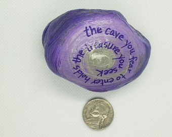 Purple swirl rock, Inspirational quote rock, Painted Rock, decorative stone, holiday gift, paperweight, garden stone