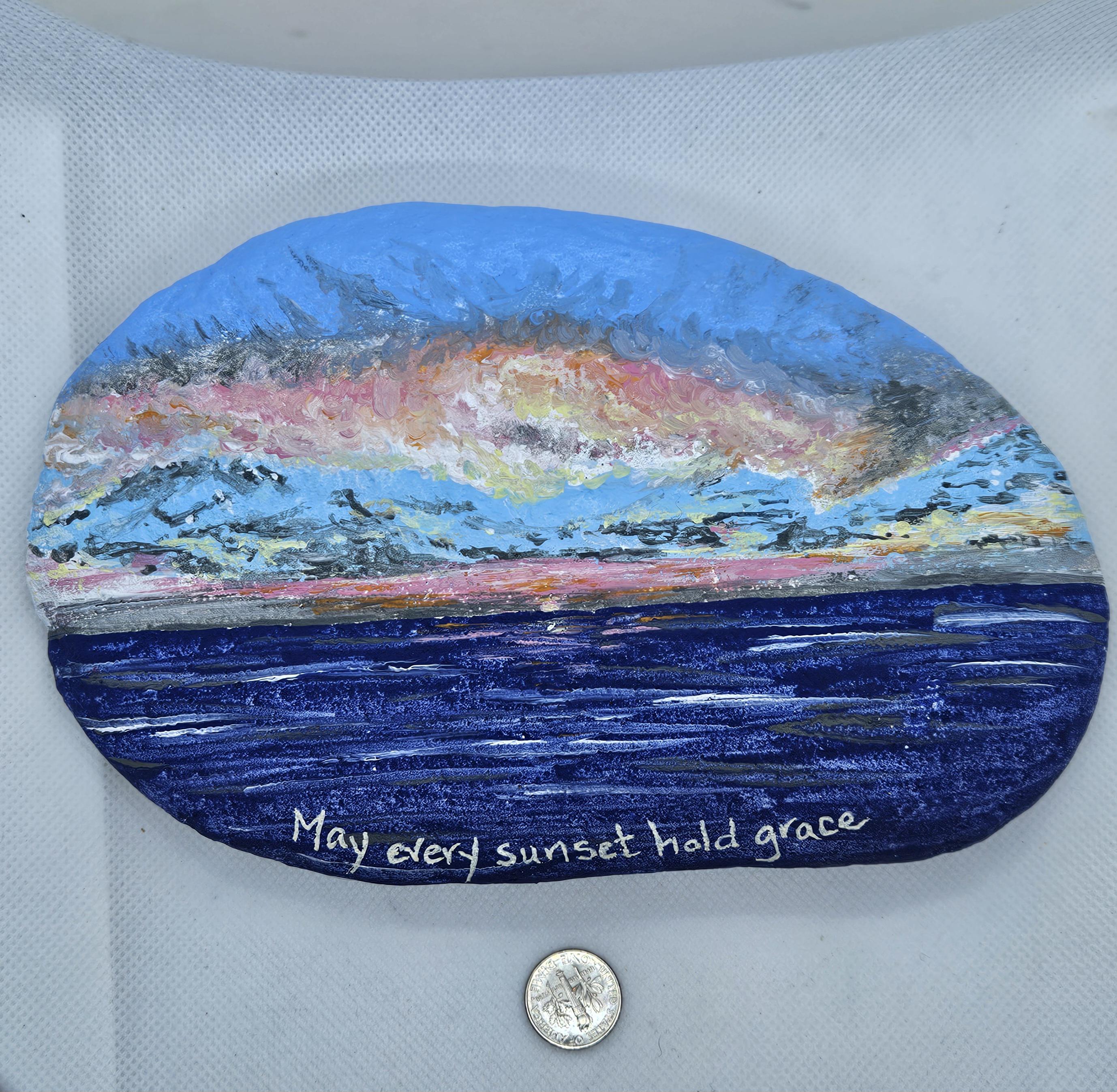 Memorial garden, sympathy gift, sunset rock, personalized rock, personalized gift, zen garden, Inspirational quotes, meditation stone