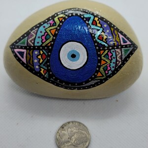 Evil Protection Stone Mandala Rock, Evil Eye Rock, Meditation Stone,evil Eye Aesthetic, Evil ...