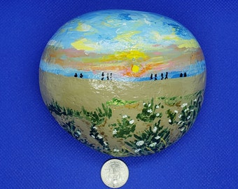 Memorial garden, Cape May NJ, sunset rock, beach rock, garden stone, paperweight, pebble art, stone art, rock art, sunset beach NJ