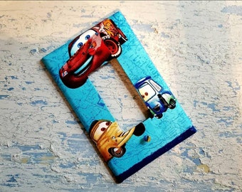 LIGHTNING MACQUEEN Guido Luigi Sheriff Mater Red (Fire Truck) Disney Cars Light Switch Plate Wall Outlet Cover  ~handmade by me~