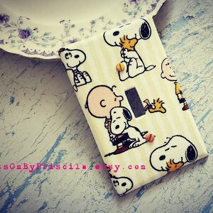 CHARLIE BROWN SNOOPY Light Switch Plate Wall Outlet Cover  ~handmade by me~