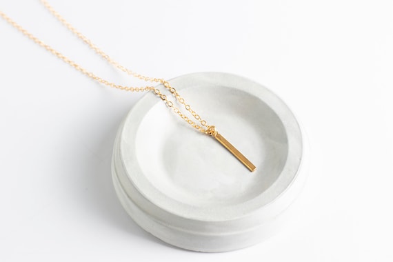 Collier barre verticale Plaqué or 24 carats Minimal Collier