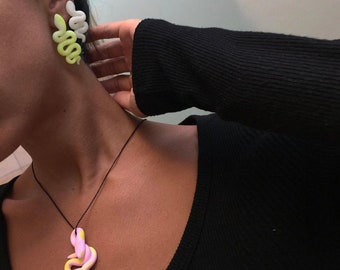 snakes - polymer pendant / earrings