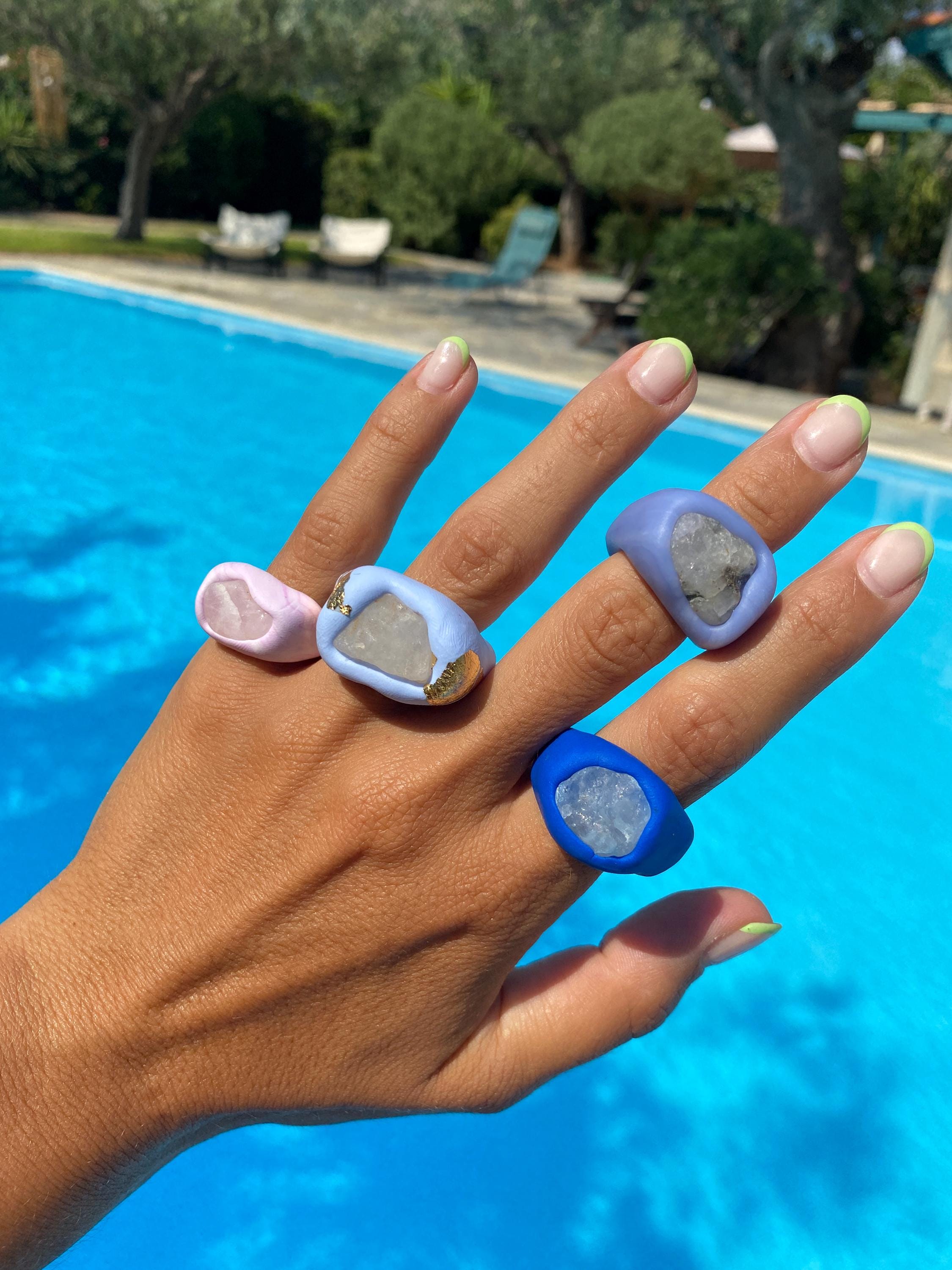 Clay Rings Grey Quartz & Clay Rings - Etsy