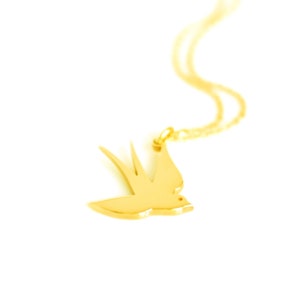Swallow Bird Gold Necklace/9K 14K 18K Gold Necklace Rose Gold Yellow Gold White Gold/Swallow Bird