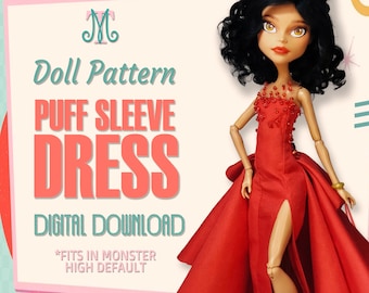 Long Tail Dress DIGITAL Pattern Download for Monster high Doll Clothes