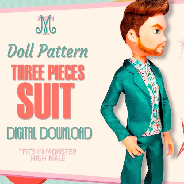Three Layers Suit DIGITAL Pattern Download  Doll Clothes for Monster High Boys  Doll Clothes