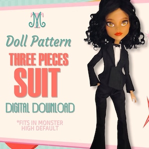 Anzug und Schlaghose DIGITALER Muster Download Puppenkleidung für Monster High Standard