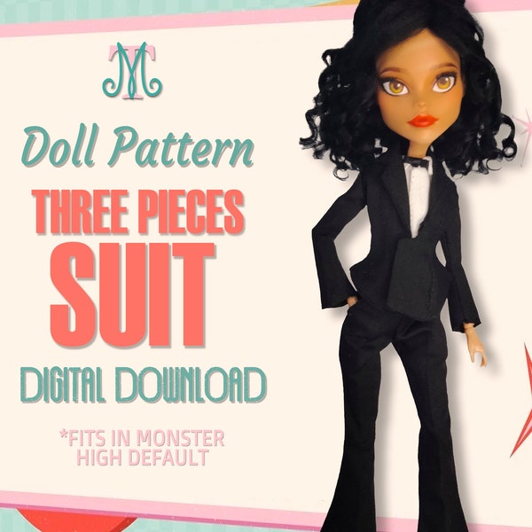 Suit and Flare Pants DIGITAL Pattern Download Doll Clothes for monster high default
