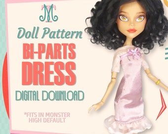 Bi-parts Dress DIGITAL Pattern Download Doll Clothes for Monster high default