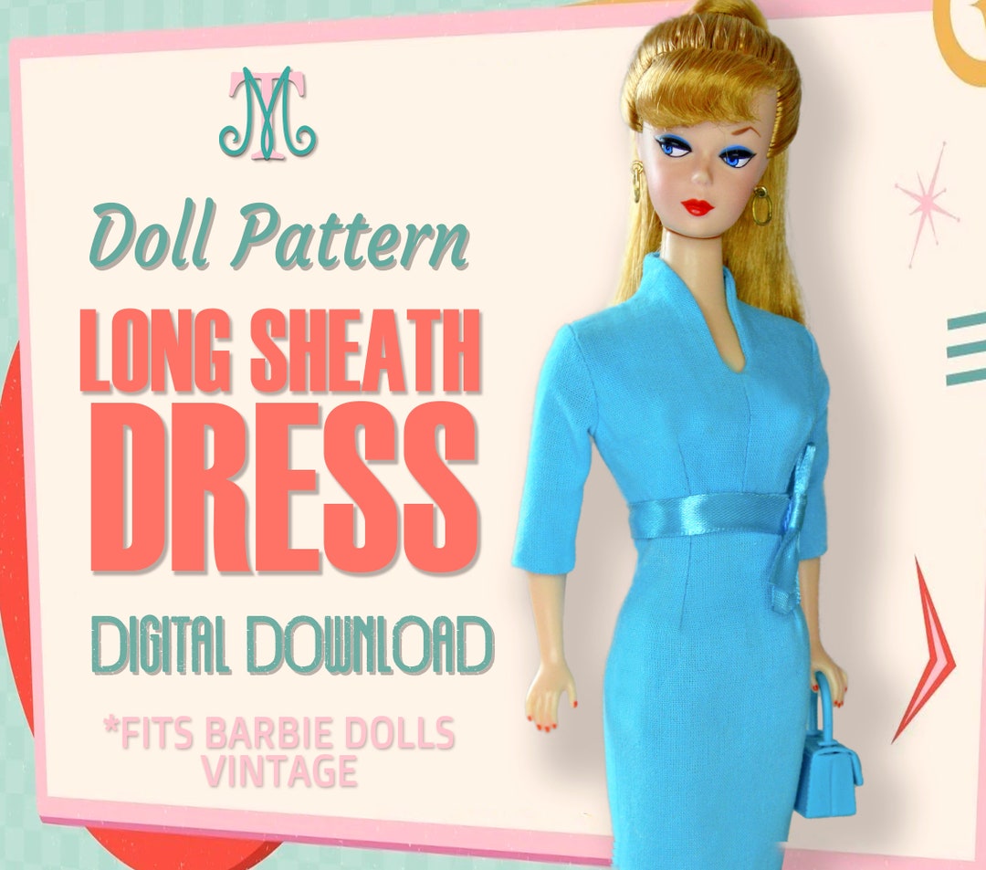 Long Sheath Dress DIGITAL Pattern Download Doll Clothes for Vintage ...