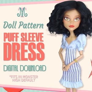 Kleid mit Puffärmel DIGITAL Download Puppenkleidung für Monster hoch standard