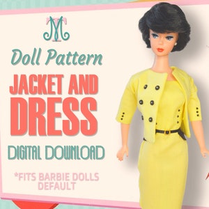 Jacket and Dress - DIGITAL Pattern Download Doll Clothes for Vintage Barbie doll