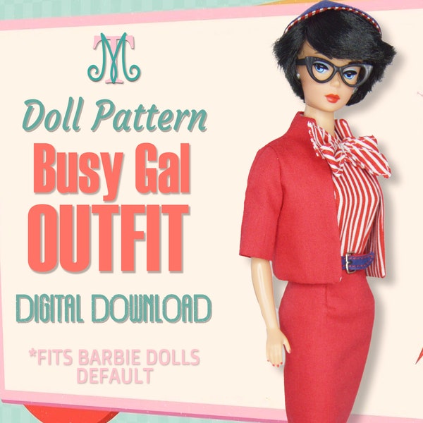 Busy Gal Inspired DIGITAL Pattern Download Doll Clothes  for Vintage Barbie doll