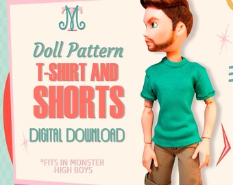T-shirt and shorts | DIGITAL Pattern Download Doll Clothes for MONSTER doll boys