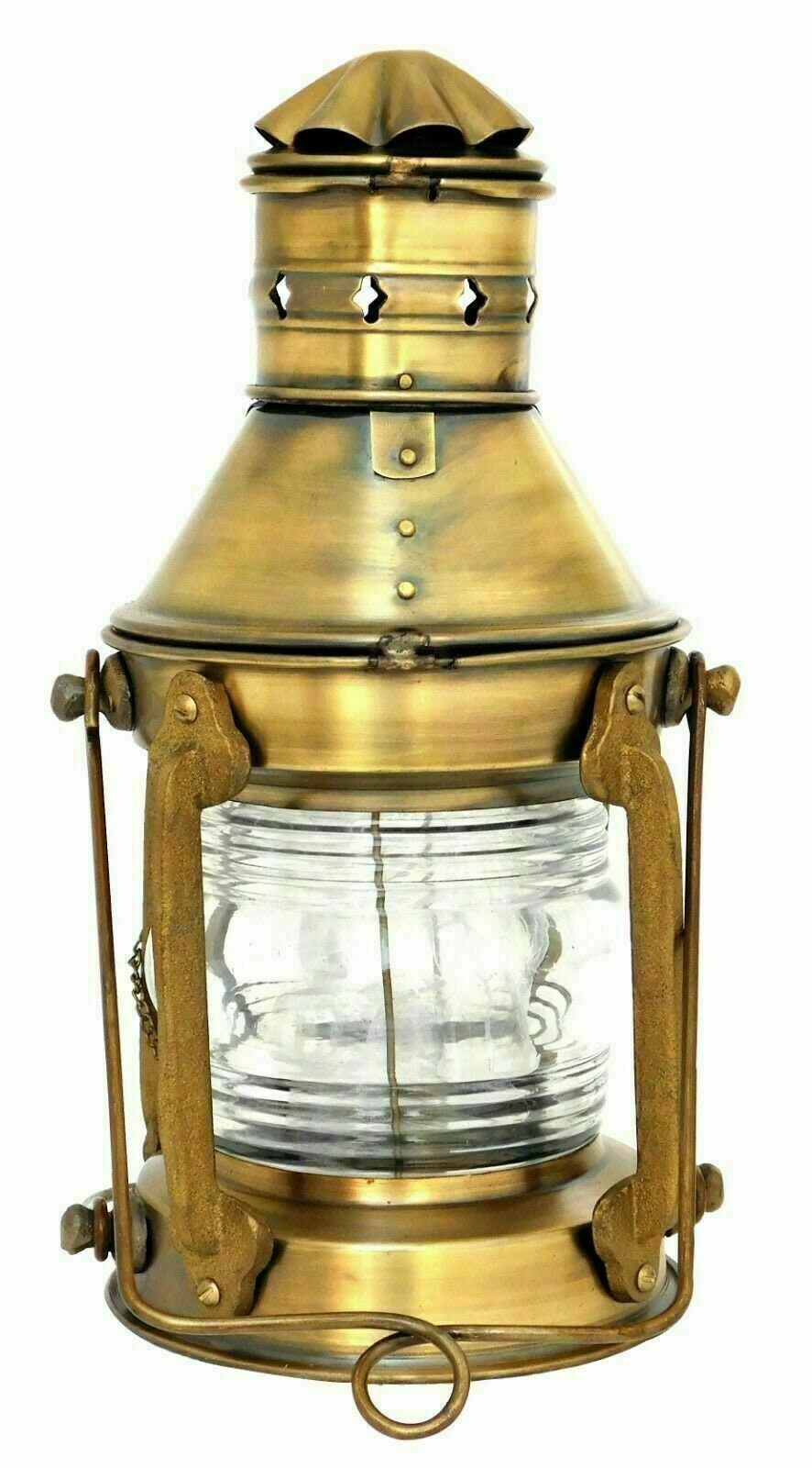 Polished Brass Anchor Oil Lamp Nautical Maritime Ship Lantern Christmas Decor 