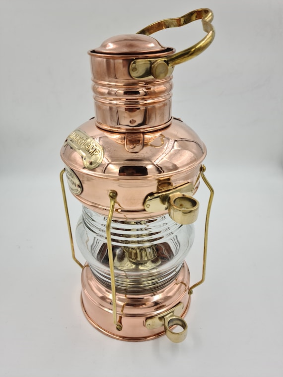Nautical Vintage Brass & Copper Anchor 15 Oil Lamp Maritime Ship Lantern  Outdoor Christmas Lights Gift 