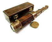 Antique Maritime Handheld Brass Telescope 24 quot Spyglass Scope With Wooden Box, Vintage Nautical Home Decor
