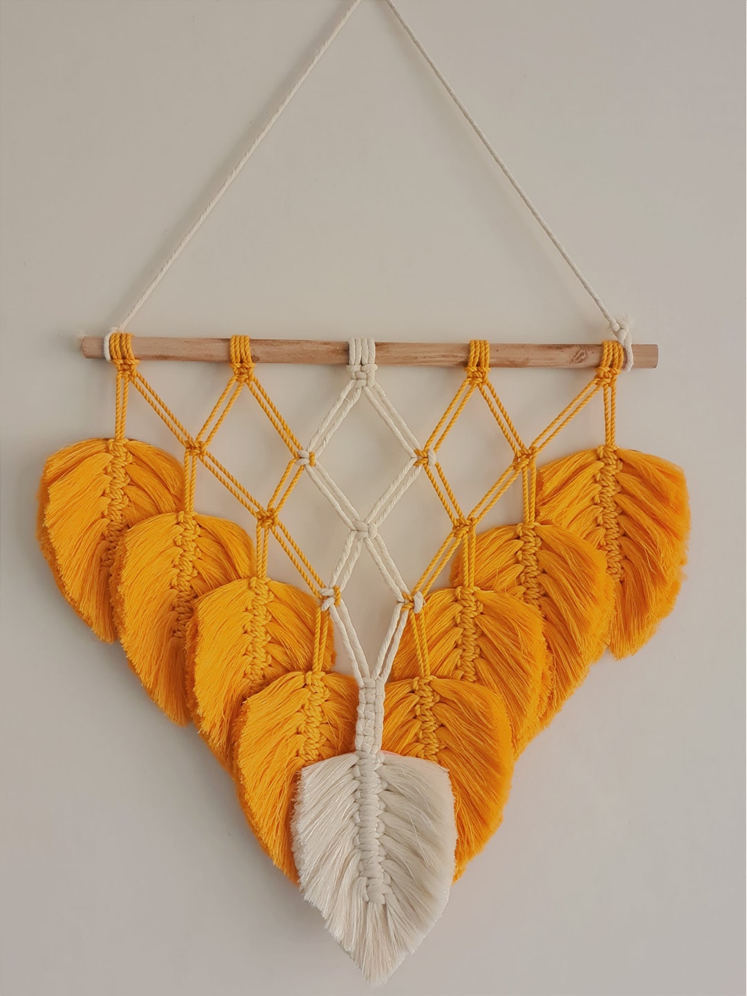 Macrame Feather Wall Hanging, Wall Tapestry, Boho Chic Style Wall