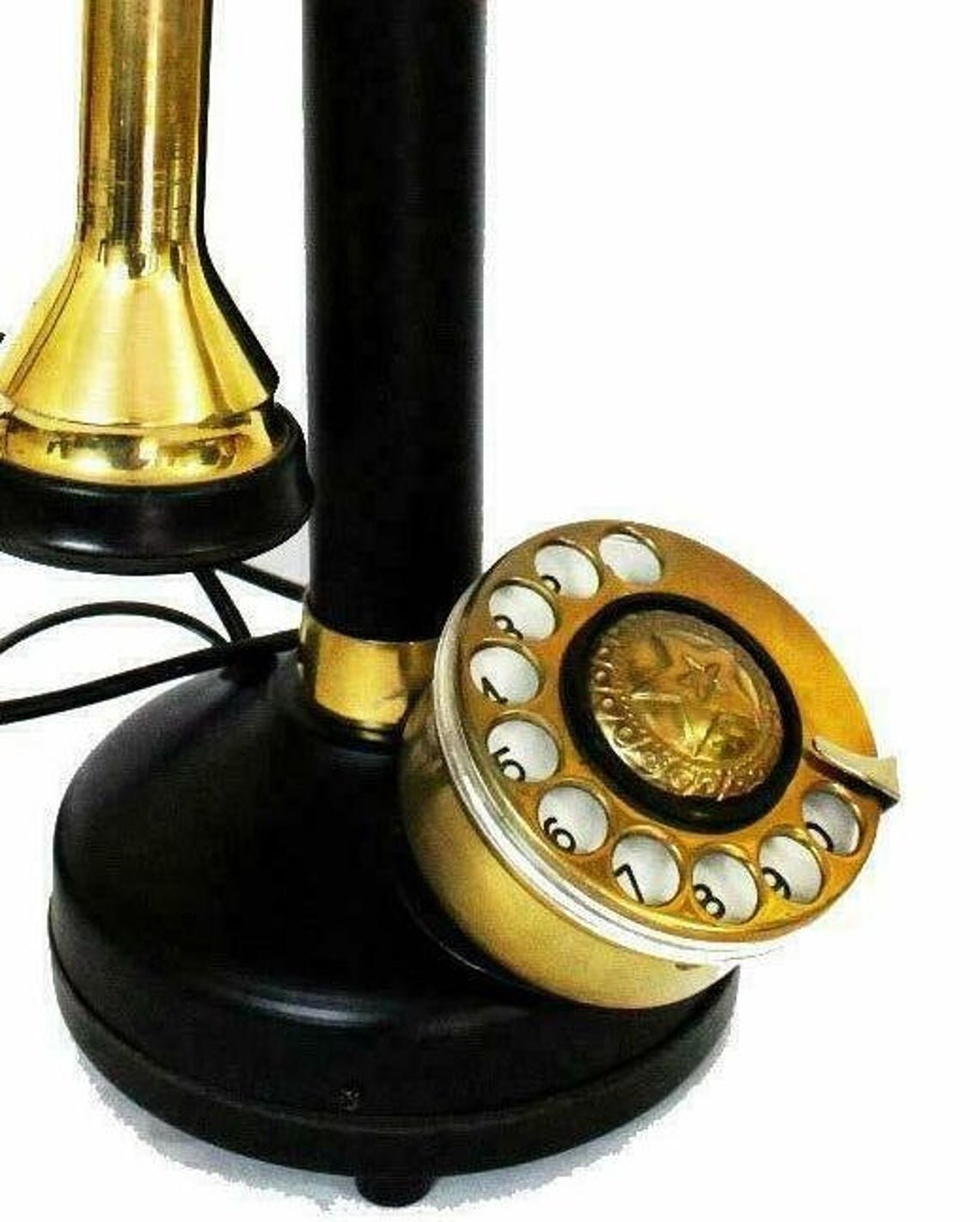 Antique Brass American Landline Telephone Vintage Rotary Dial