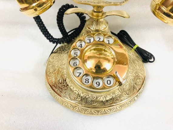 Nautical Brass Vintage Rotary Phone, Old Fashioned Telephone