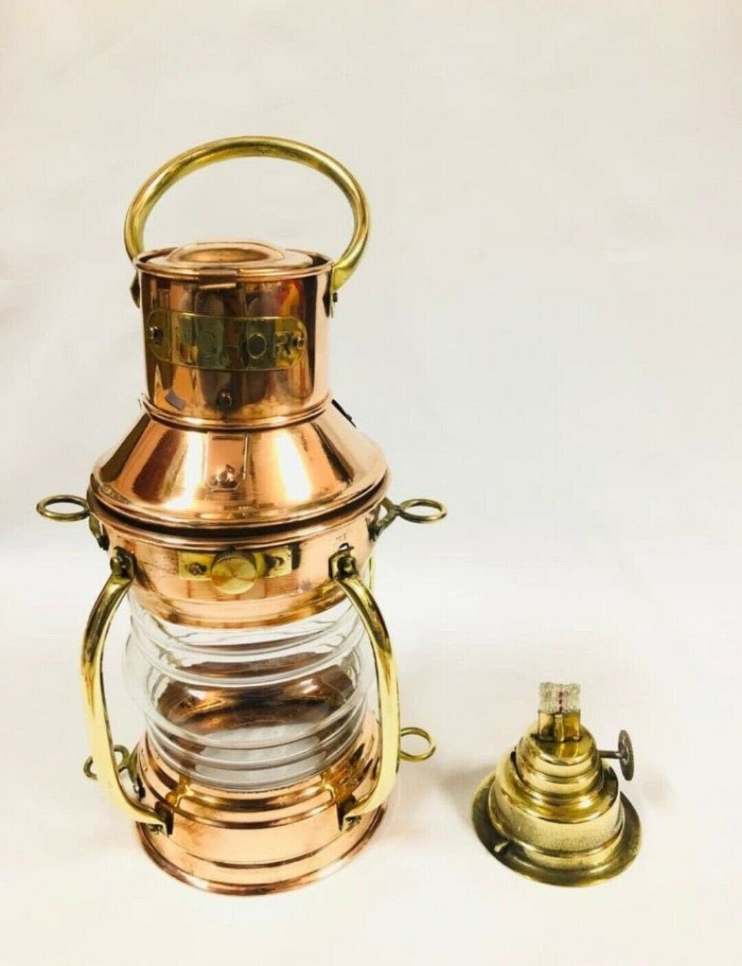 Antique Brass & Copper Marine Oil Lamp Nautical Maritime Ship Lantern Table Lamp 