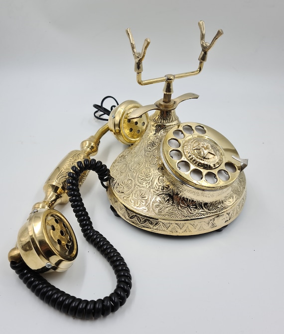 Nautical Brass Antique Rotary Phone, Old Fashioned Telephone