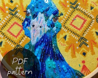 Peacock Hand embroidery PDF Downloadable pattern