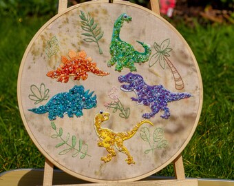 Google eyed dino beaded hoop