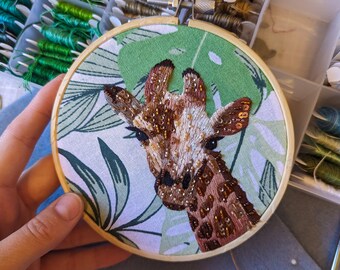 Giraffe Kopf Hand bestickt Perlen Mini-Stickrahmen