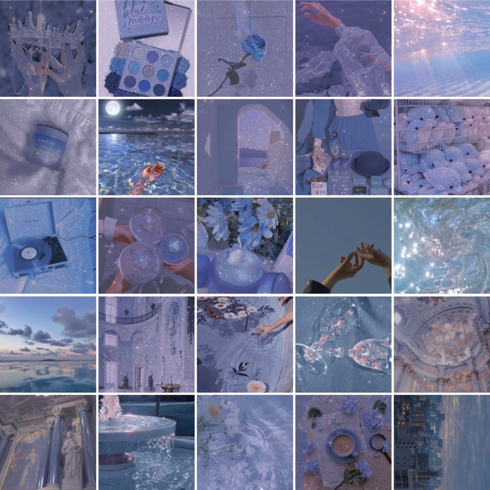 50 PCS Blue Collage Kit Baddie Periwinkle Euphoria Aesthetic - Etsy