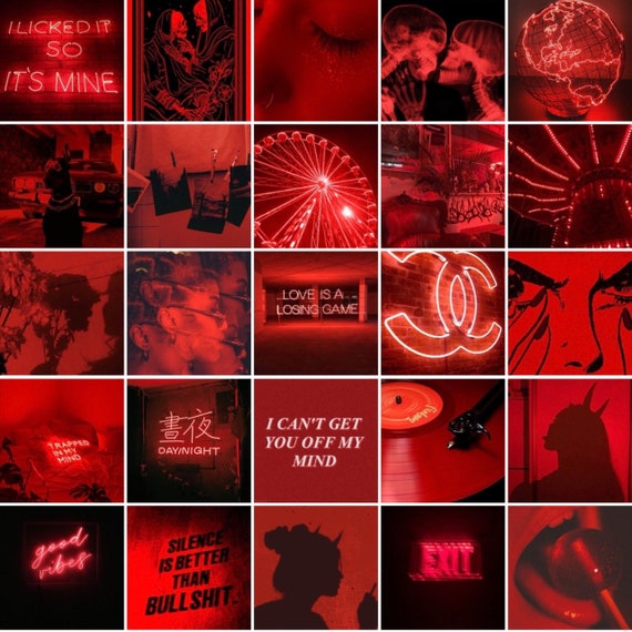 Neon Red Aesthetic Photo Wall Collage Kit 50 Pcs DIGITAL | Etsy Canada