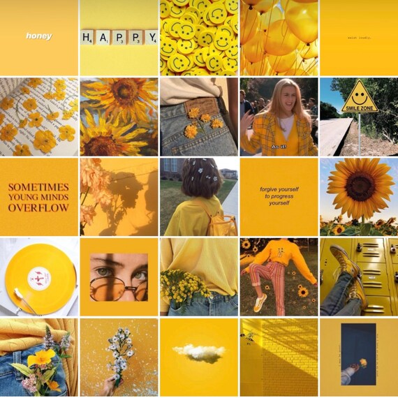 50 PCS Yellow Summer Collage kit baddie indie retro aesthetic | Etsy