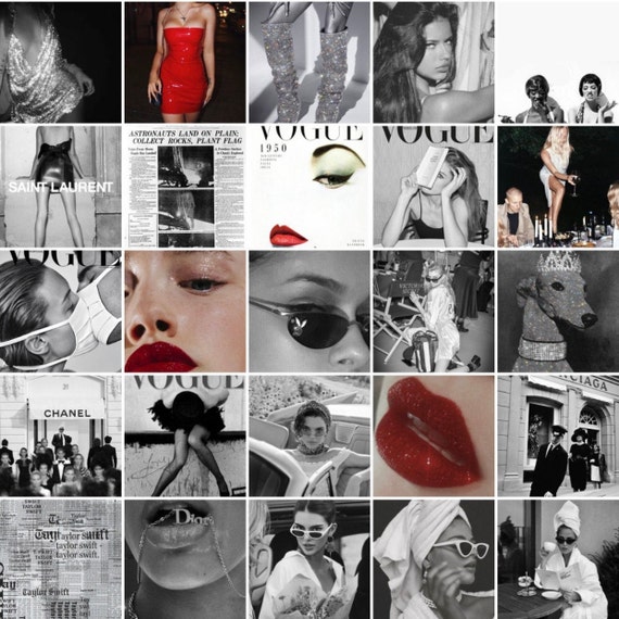50 PCS Black and White Vogue Collage kit baddie indie retro | Etsy