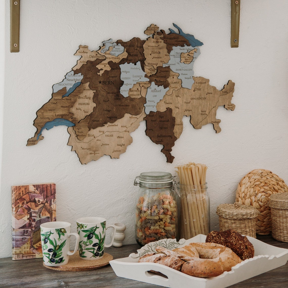 World Map Wall Art Wood Wall Art Rustic Wall Map Wood Map Push | Etsy