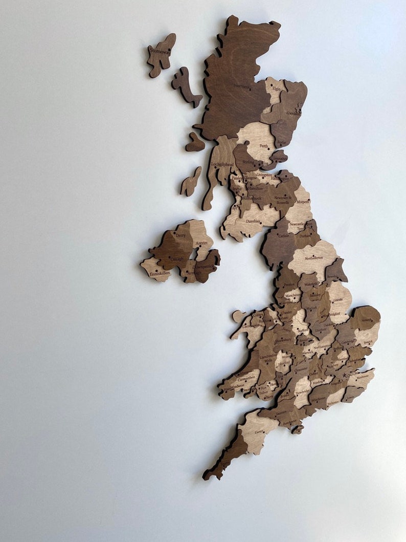 The United Kingdom / Wooden Map of UK / Map of Great Britain / Etsy