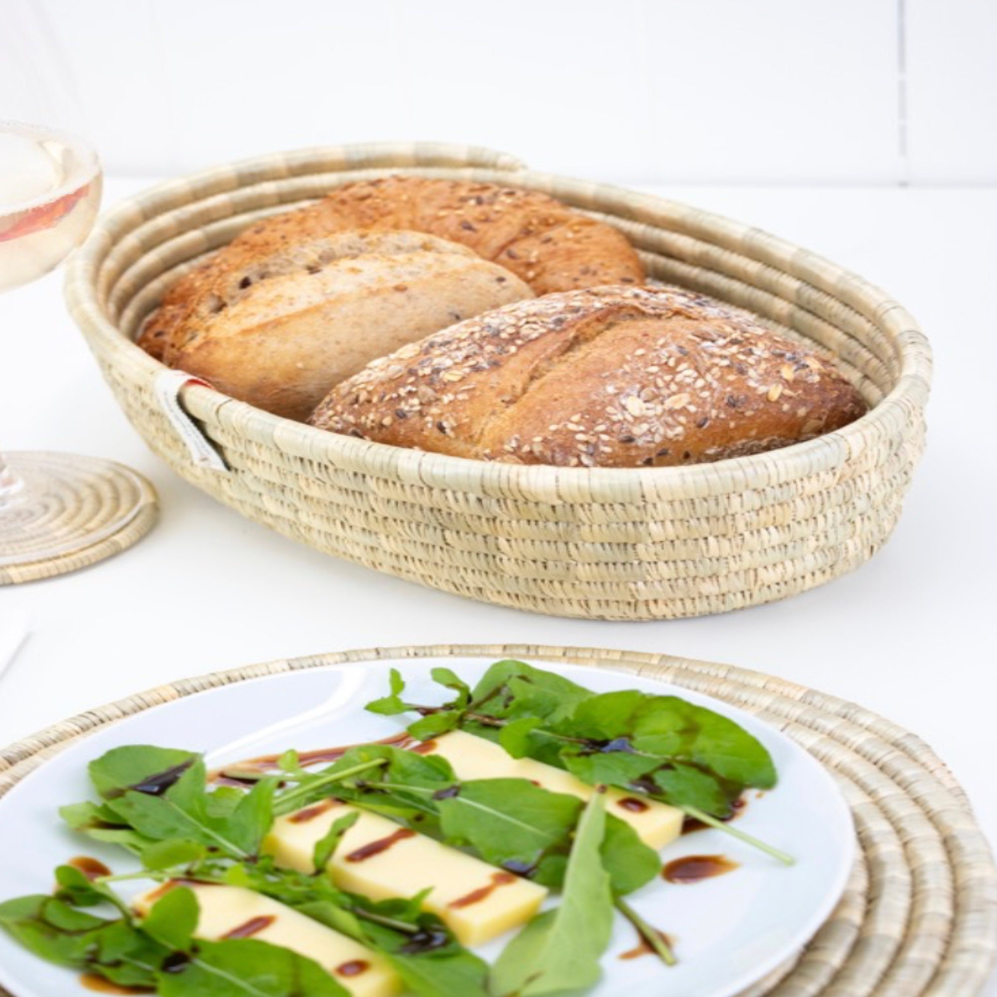 Woven bread basket in natural grasses fair trade from Africa Etsy