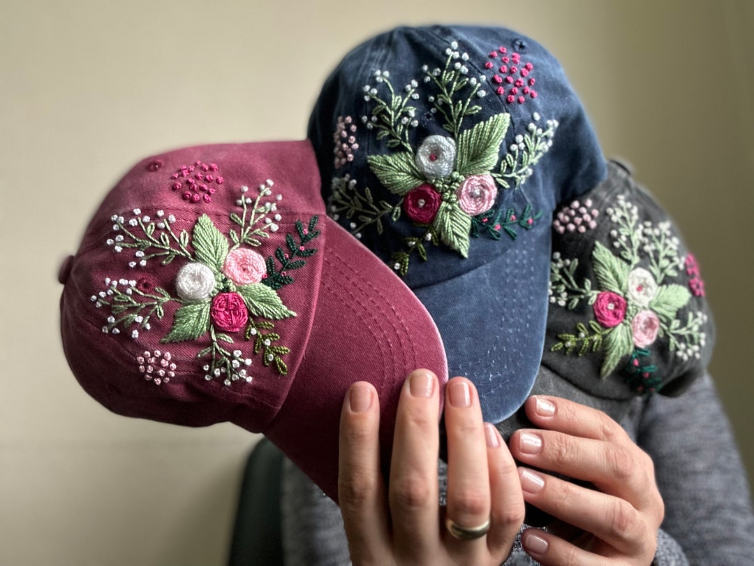 Hand Embroidered Baseball Cap - Etsy