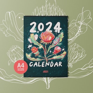 2024 Calendar | A4 Spiral Calendar | Handdrawn Ghost Illustration