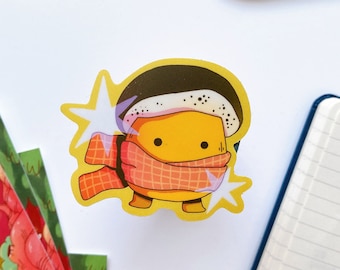 Mushroom With Scarf Sticker | Matte Vinyl Sticker | Laptop Sticker | Durable High Quality | Decorative Sticker