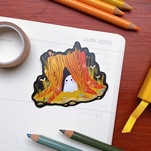 Shy Ghost Matte Vinyl Sticker dark background | Bullet Journal Stickers | Planner Stickers | Decorative Stickers | Scrapbooking Stickers