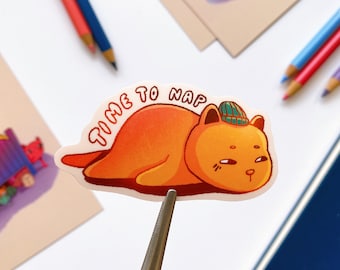 Time To Nap Sticker | Matte Vinyl Sticker | Laptop Sticker | Durable High Quality | Decorative Sticker