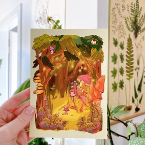Impression d'art fille champignon | Impression Patreon, mars 2023 | 12 x 17 cm