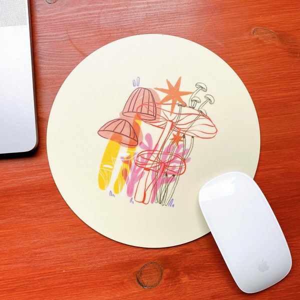 Pilz Mousepad | Abwaschbare Kunststoffoberfläche | rutschfester Gummiunterlage