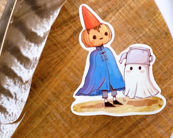 Pumpkin boy and ghost Sticker | Matte Vinyl Sticker | Laptop Sticker | Durable High Quality | Decorative Sticker