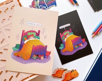Time To Nap Art Print (double sided) | Patreon print March 2024 | 12 x 17 cm