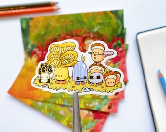 Mushroom Friends Sticker | Matte Vinyl Sticker | Laptop Sticker | Durable High Quality | Decorative Sticker